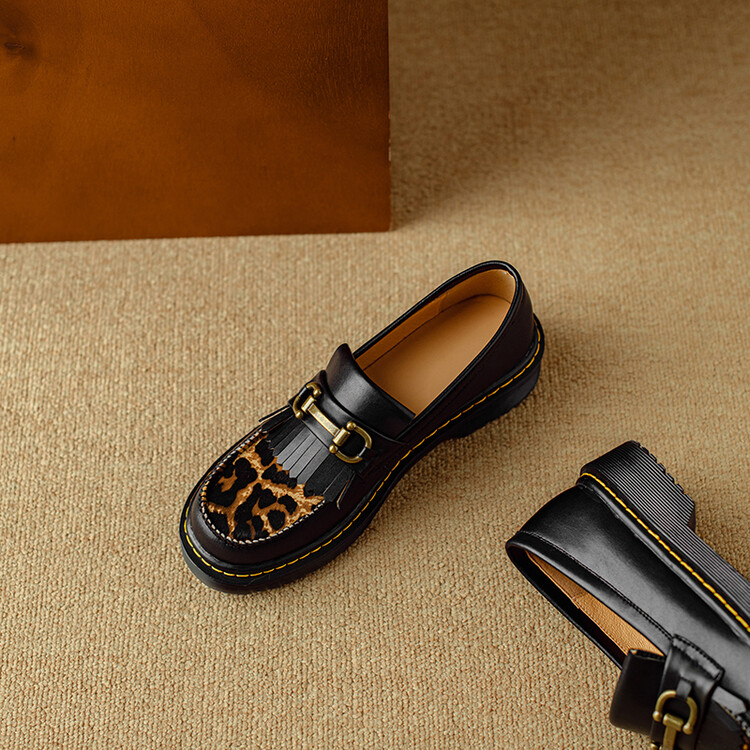 Black Leopard Loafer