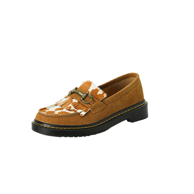 Camel cow print loafer