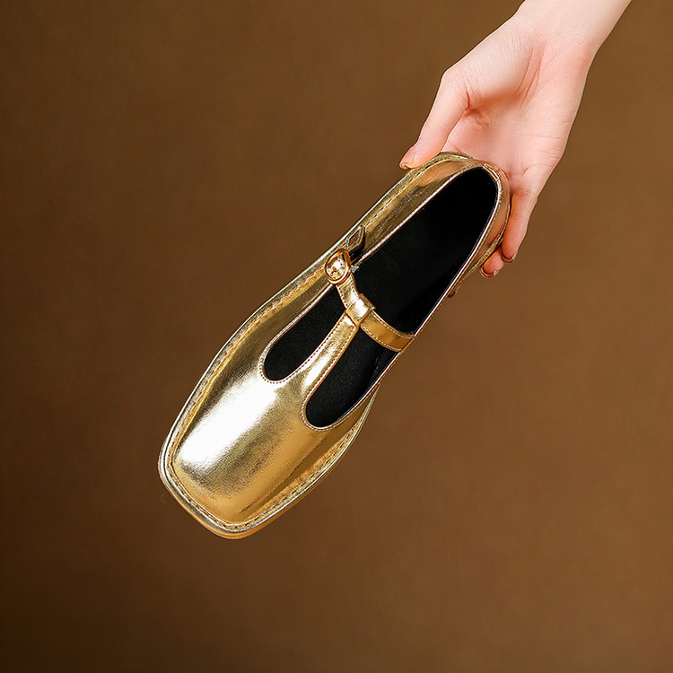 Gold Mary Jane Flats