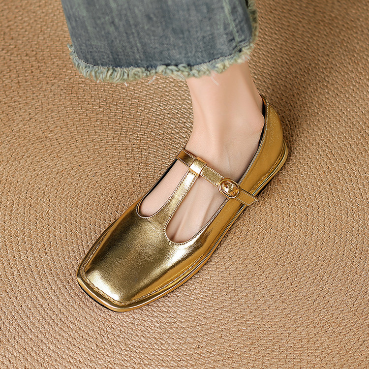 Gold Mary Jane Flats