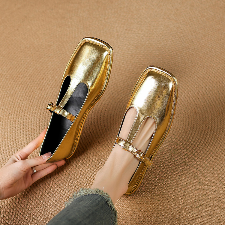 Gold Mary Jane Flats