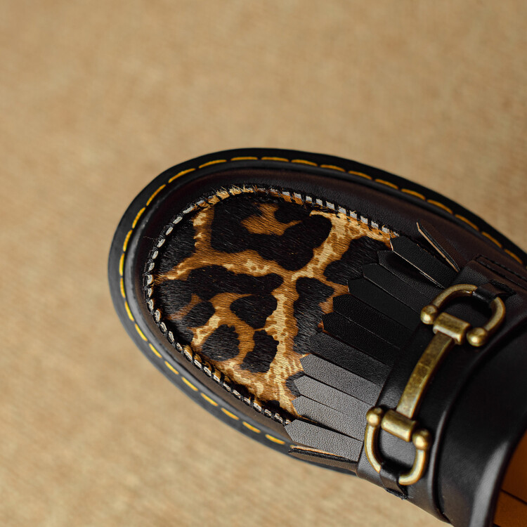 Black Leopard Loafer