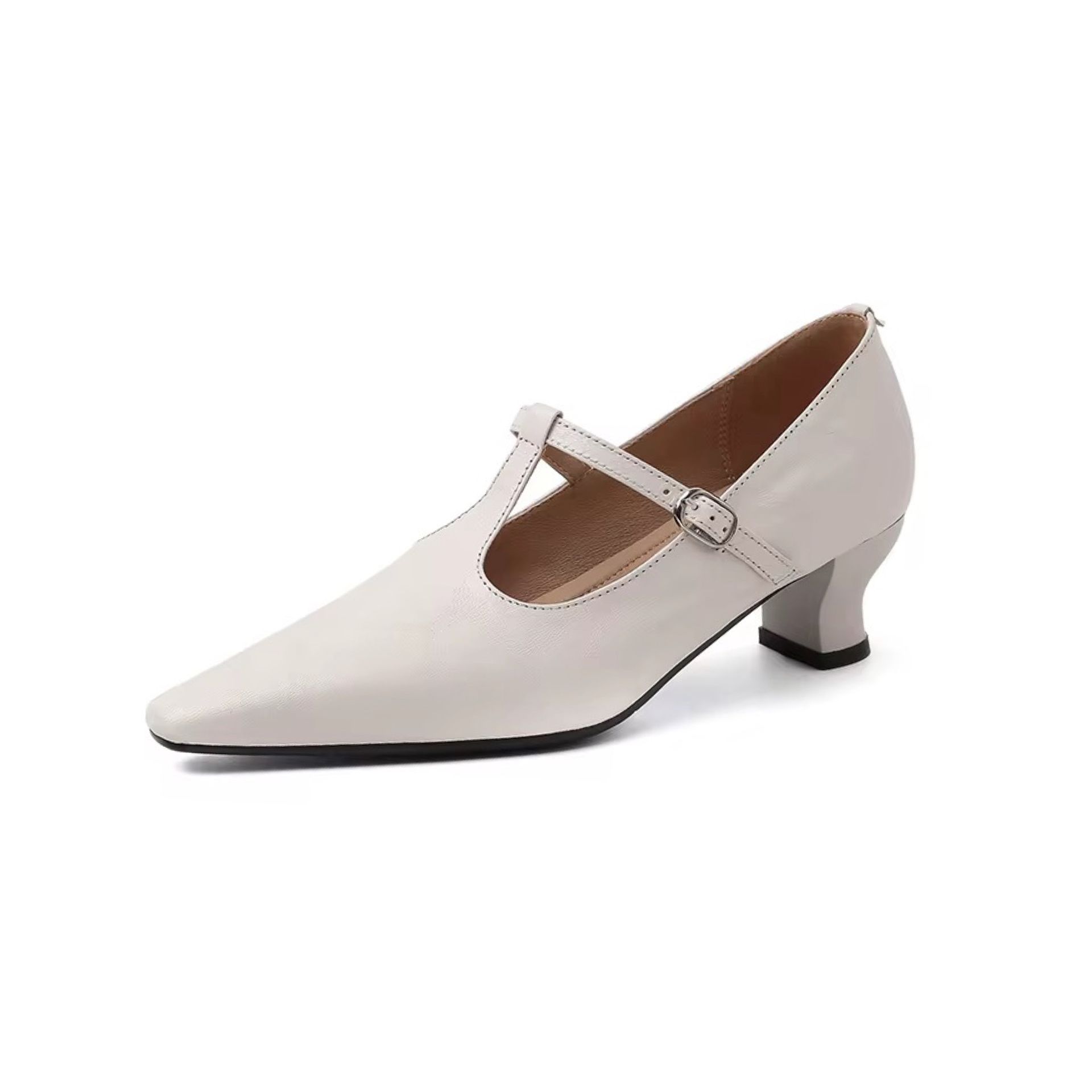 White Pointed-toe Pumps