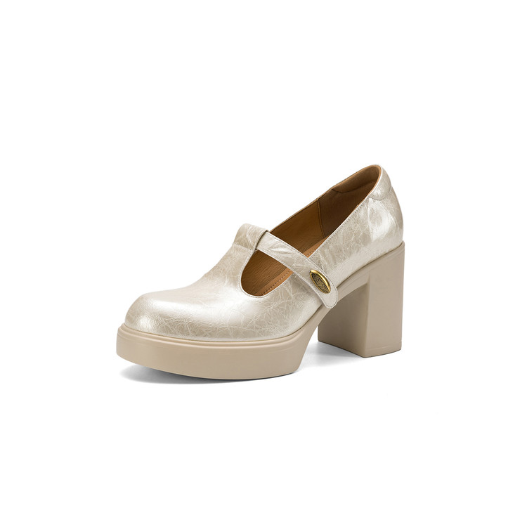 Beige Platform Pumps