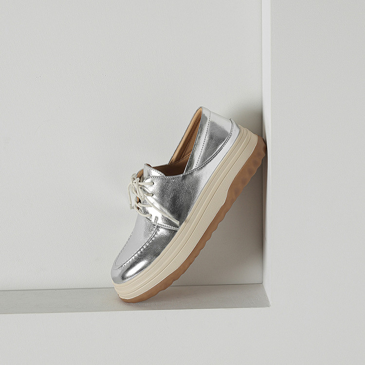 Silver Platform Lace-up
