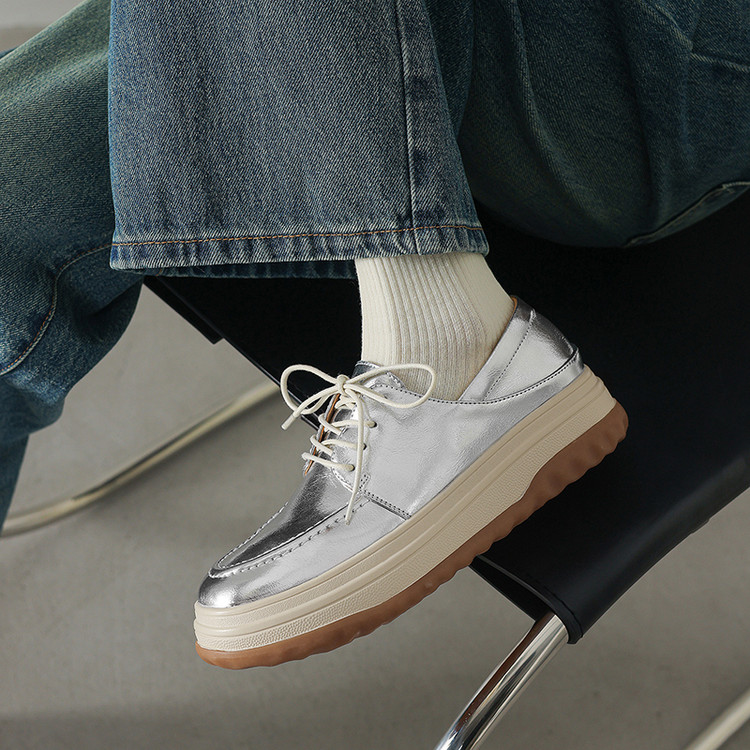 Silver Platform Lace-up