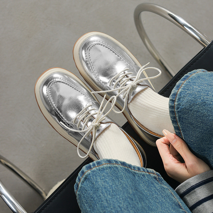 Silver Platform Lace-up