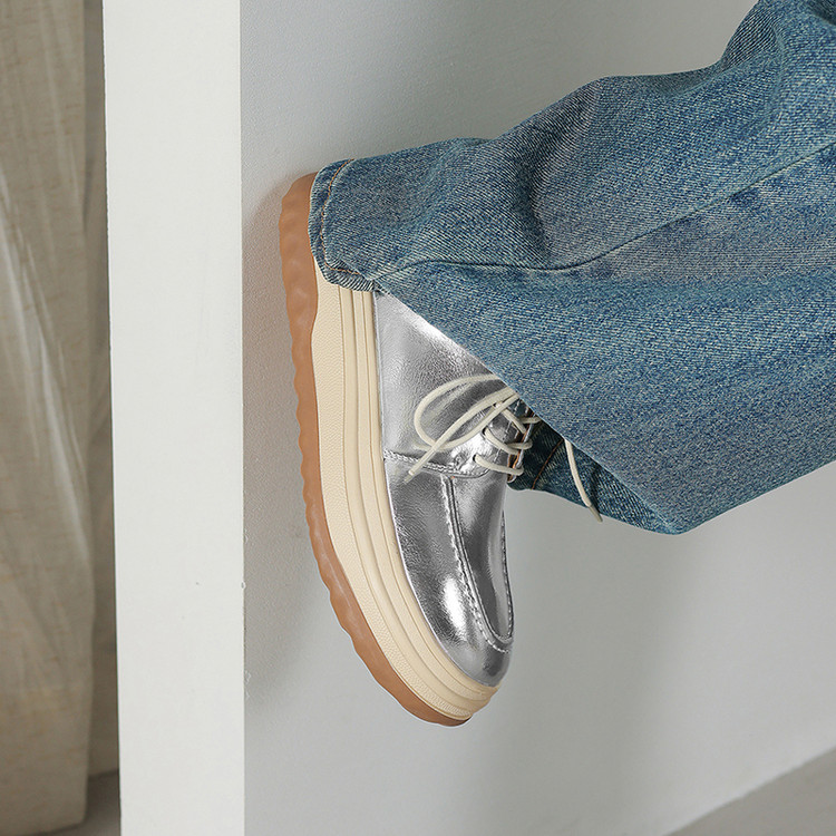 Silver Platform Lace-up