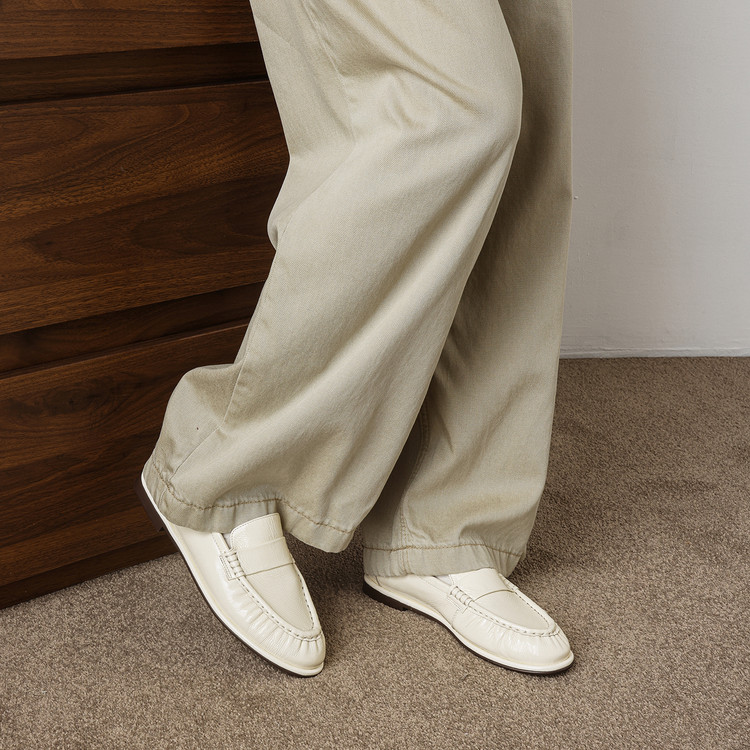 Cream Round-toe loafers