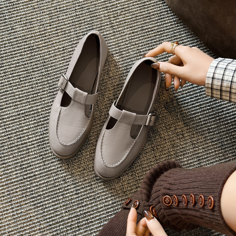 Grey Buckle Mary Jane