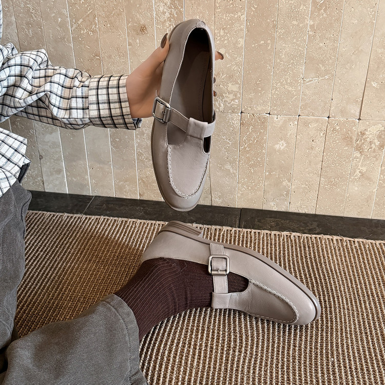 Grey Buckle Mary Jane