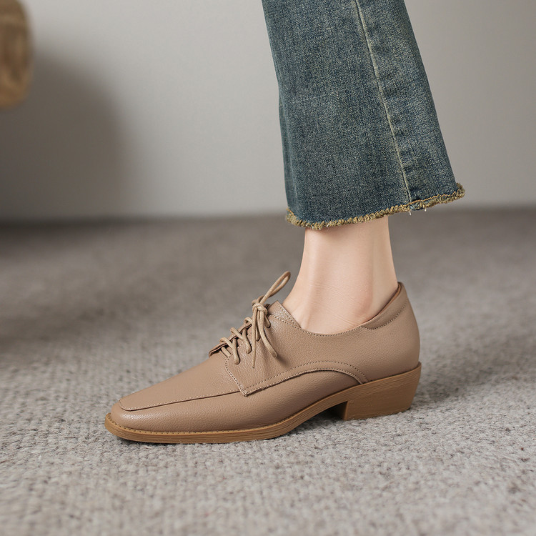 Beige Lace-up Loafer