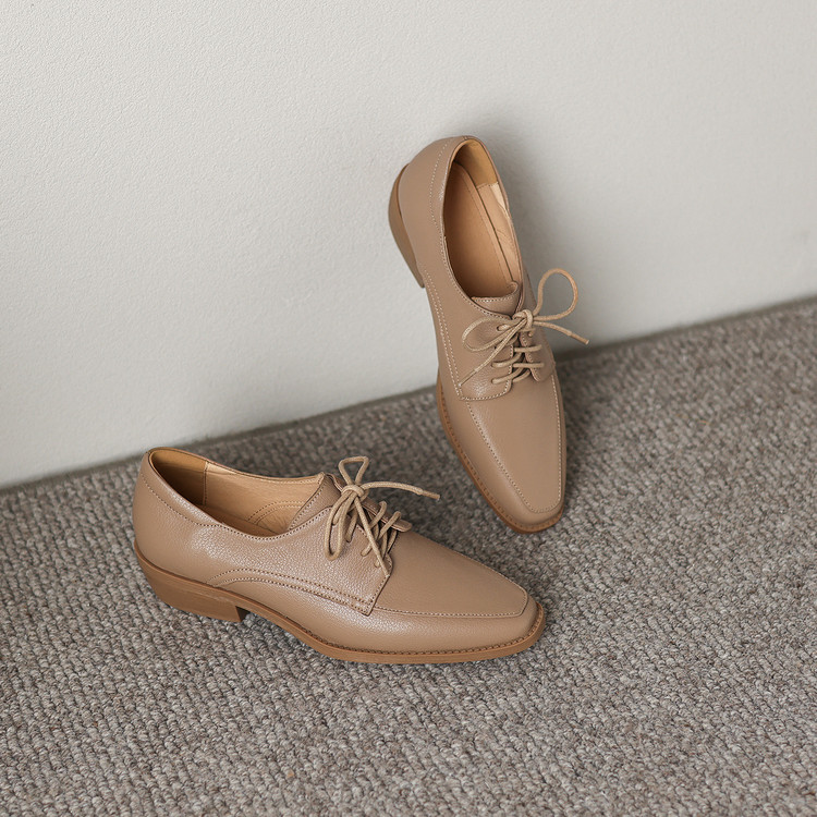 Beige Lace-up Loafer