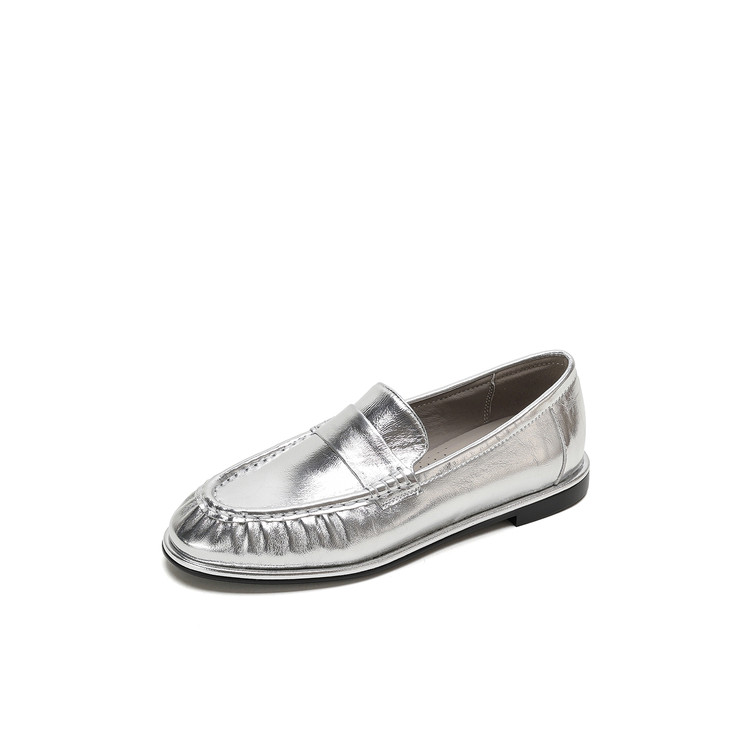 Silver Round-toe Flats