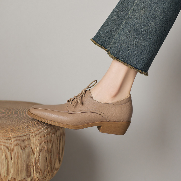 Beige Lace-up Loafer