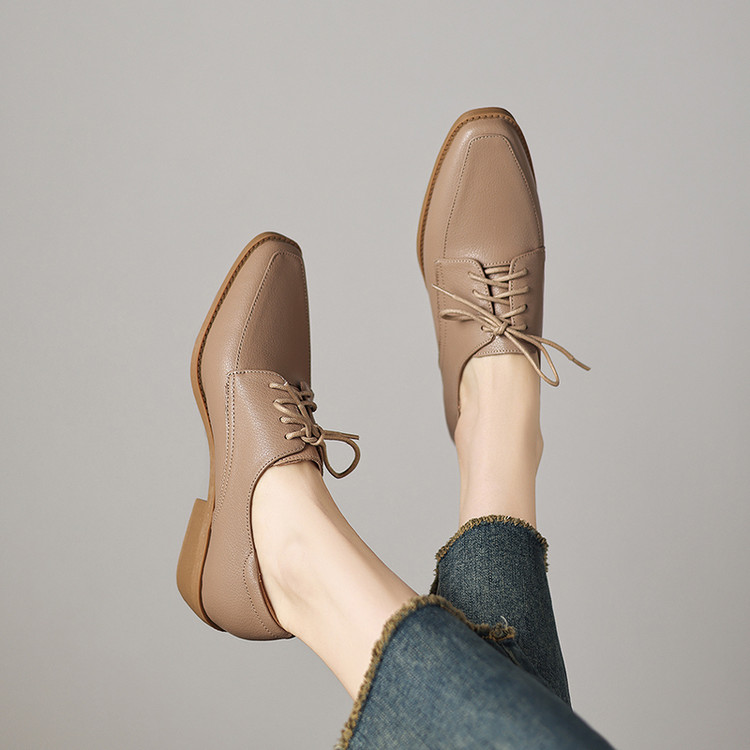 Beige Lace-up Loafer