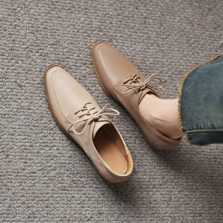 Beige Lace-up Loafer