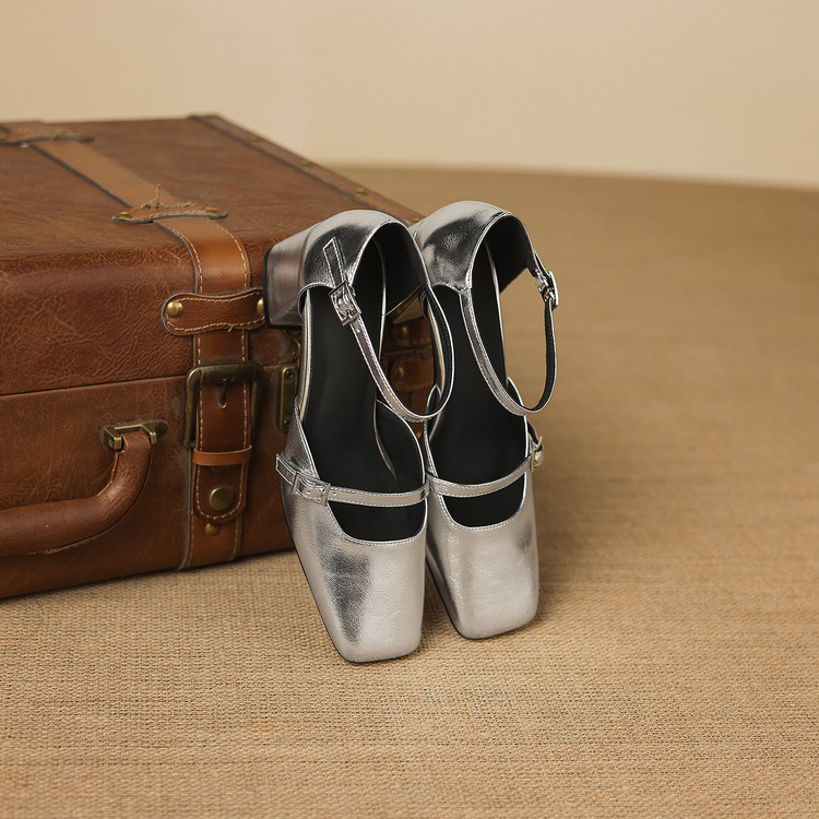 ISilver Block Heel Pumps