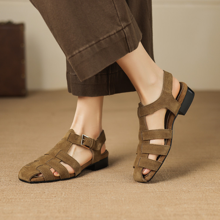 Suede Camel Sandals