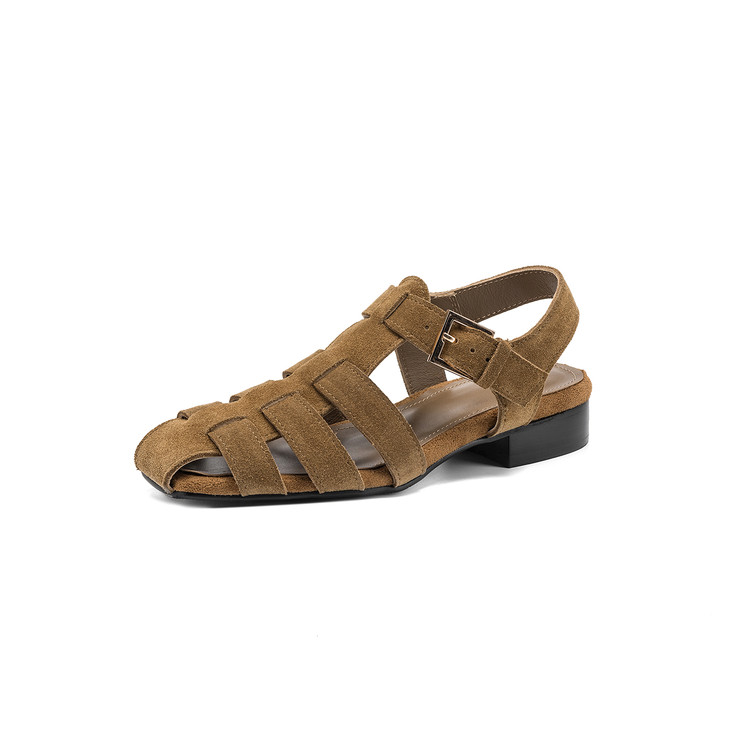 Suede Camel Sandals