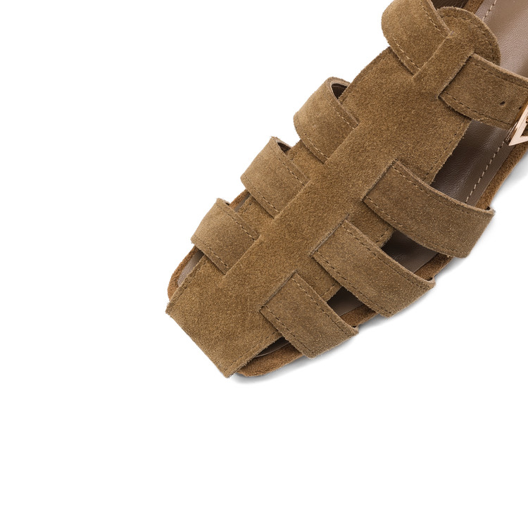 Suede Camel Sandals
