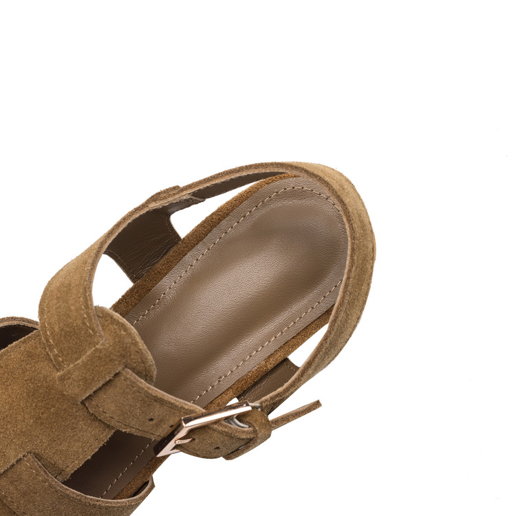 Suede Camel Sandals