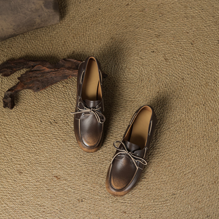 Brown washed loafers
