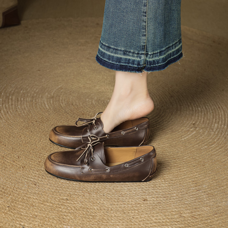 Brown washed loafers