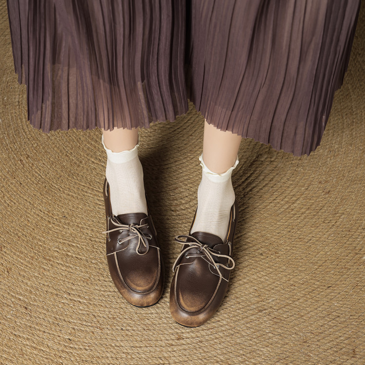 Brown washed loafers