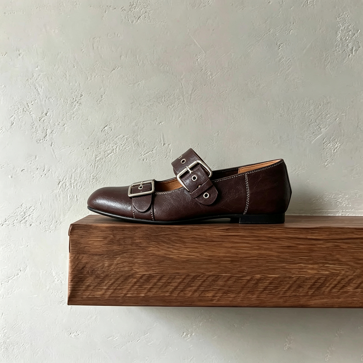 Brown Buckle Flats