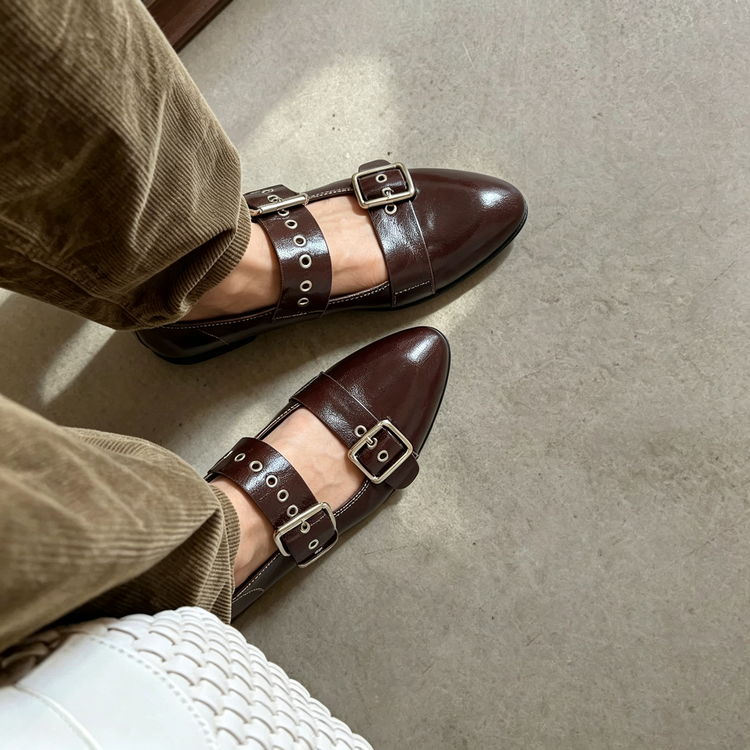 Brown Buckle Flats