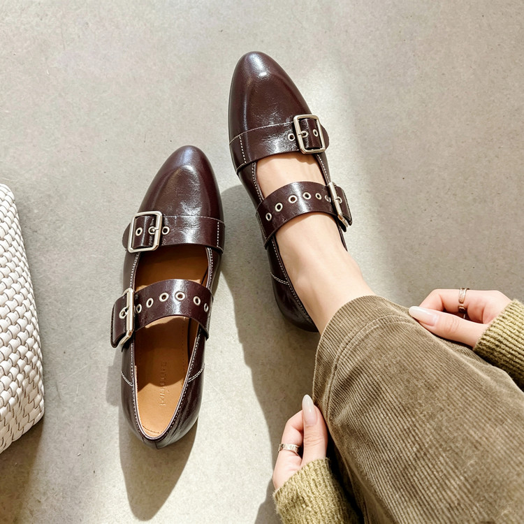 Brown Buckle Flats