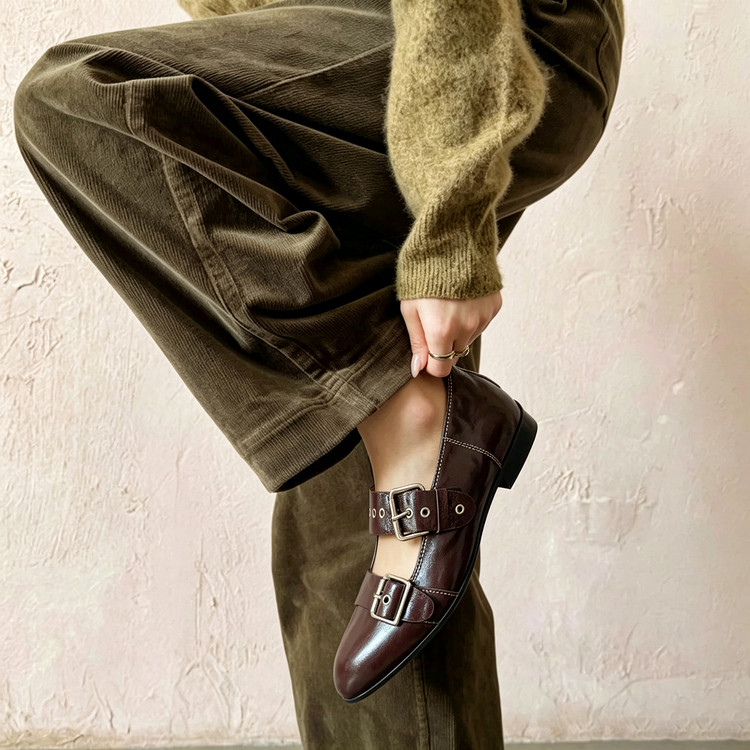 Brown Buckle Flats