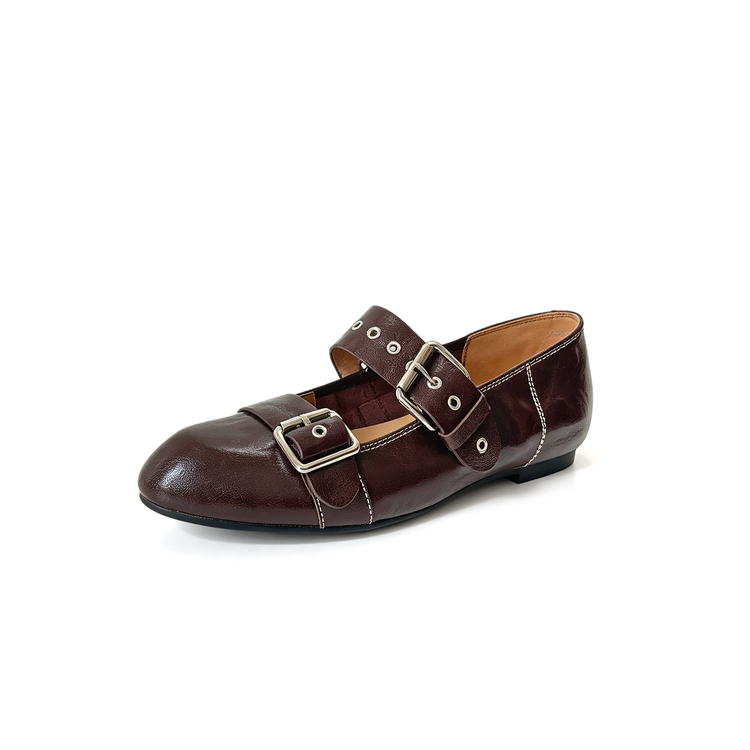 Brown Buckle Flats