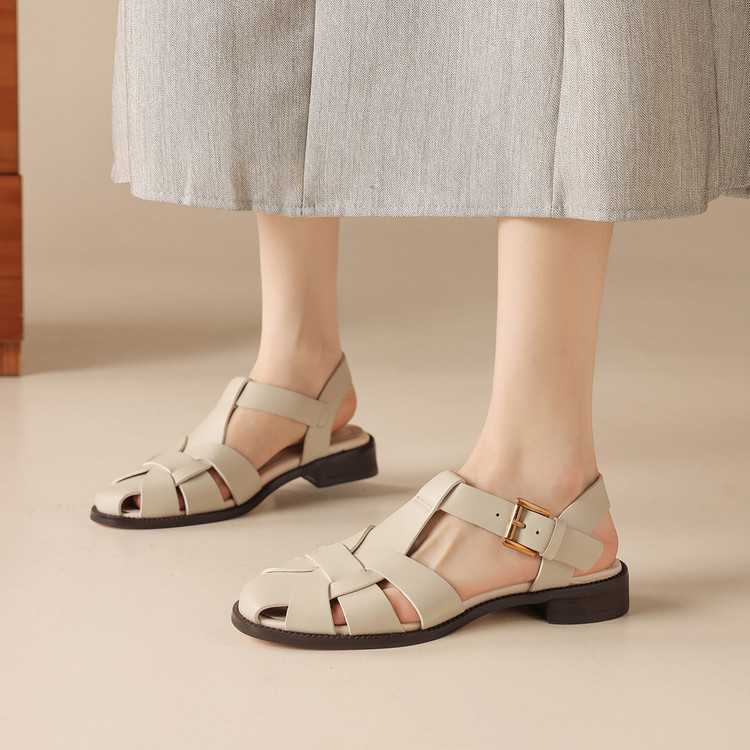 Beige Fisherman Sandals