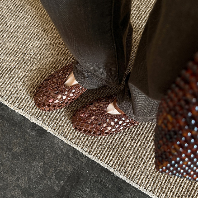 Woven leather-style flats