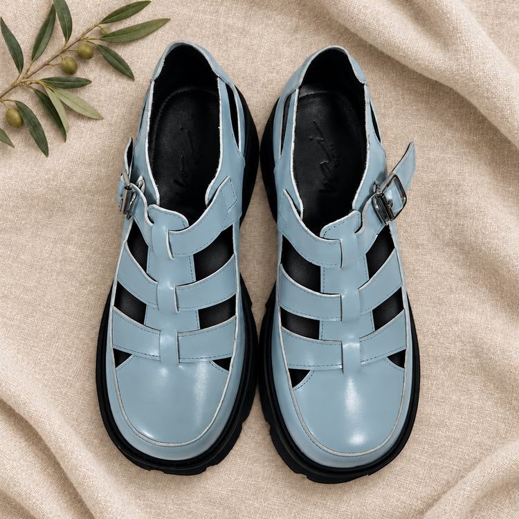 Light-blue platform sandals