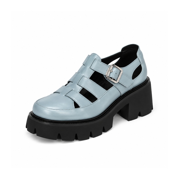 Light-blue platform sandals